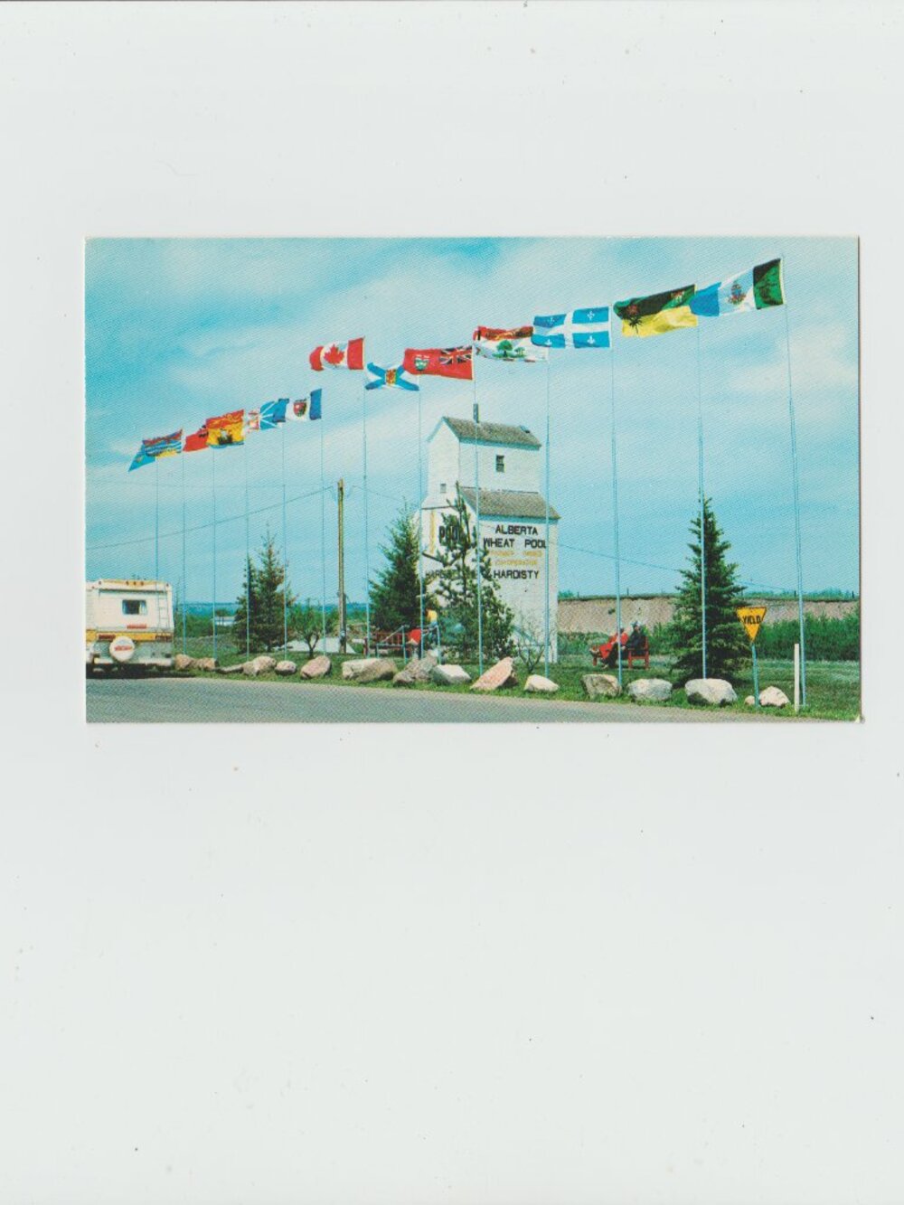 Hardisty, Alberta, Canada " Flag Capital Of The World" Postcard